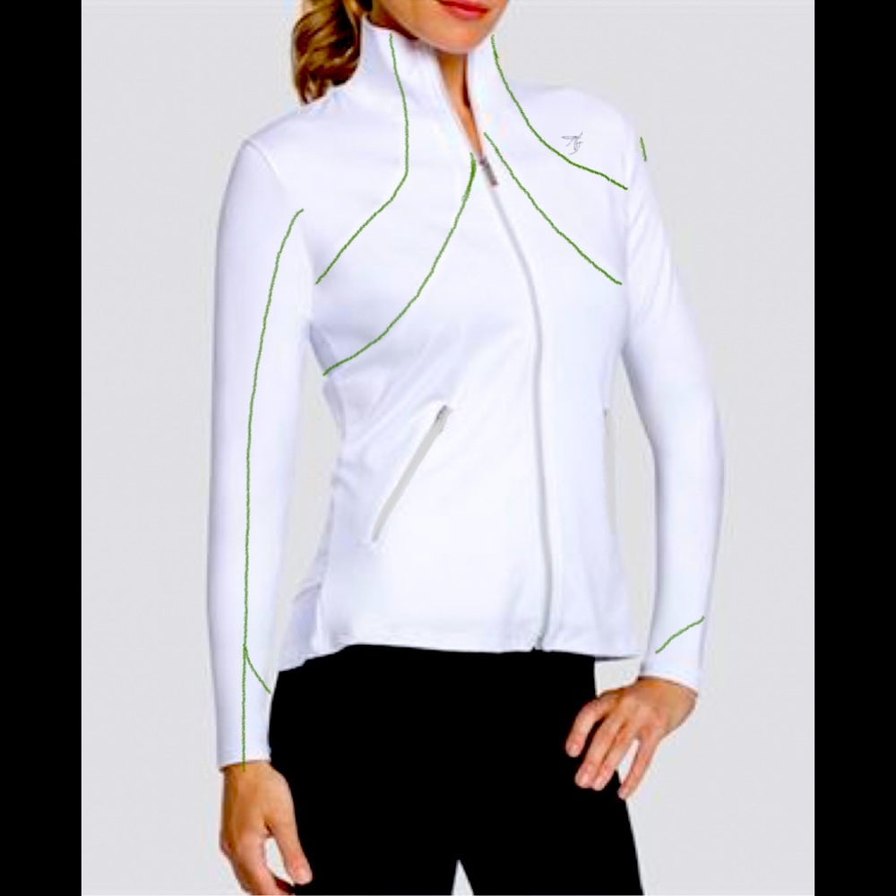 DANSKIN Size L Fitness’s Jacket Fast Dry Jacket ~Green Detail ~Gym Tennis Golf